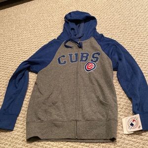 Boys small Chicago Cubs lightweight hoodie zip up NWT blue and gray